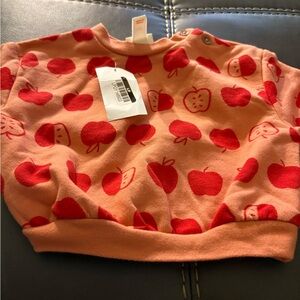 Peach Apple Print Baby Sweatshirt - Red Apples size 3-6 mths